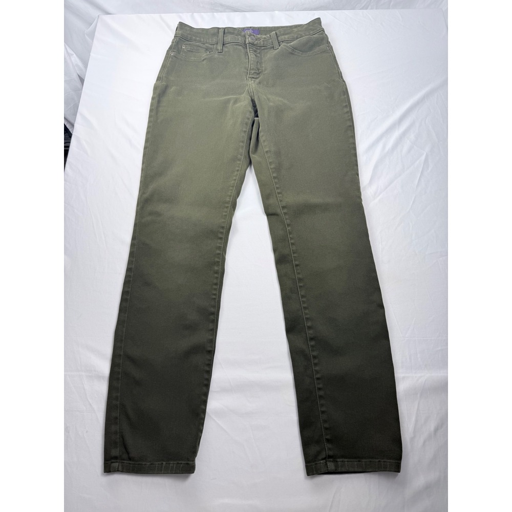 NYDJ 4 Alina Legging Jeans Olive Green Slim Fit Lift Tuck Made in‎ USA
